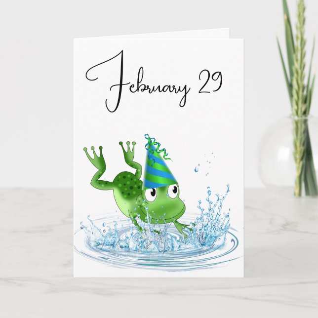 Carte Grenouille de fête pour l'année bissextile Anniver (Devant)