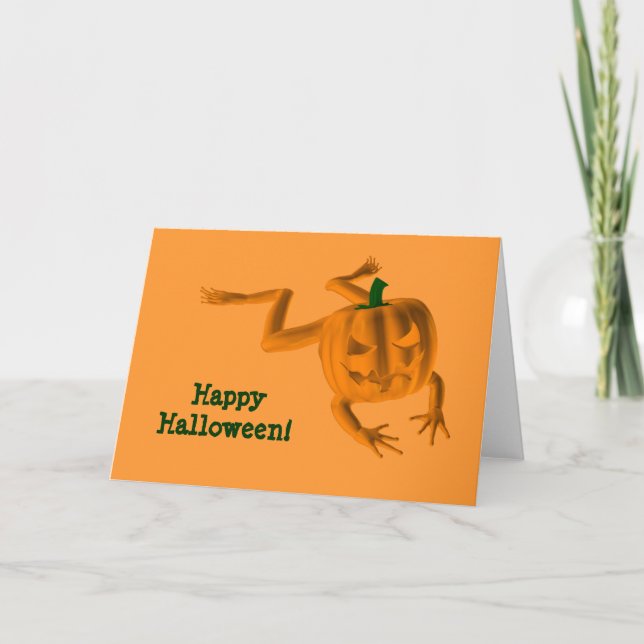 Carte Grenouille d'Halloween orange (Devant)