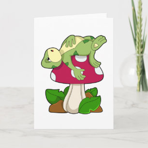 Carte Grenouille dormant avec un champignon