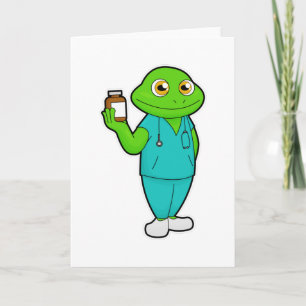 Carte Grenouille en infirmière avec médicaments et stéth