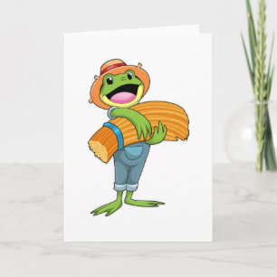 Carte Grenouille en tant que fermier avec paille