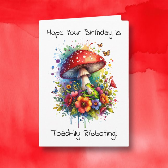 Carte Grenouille et champignons amusants Anniversaire (Créateur téléchargé)