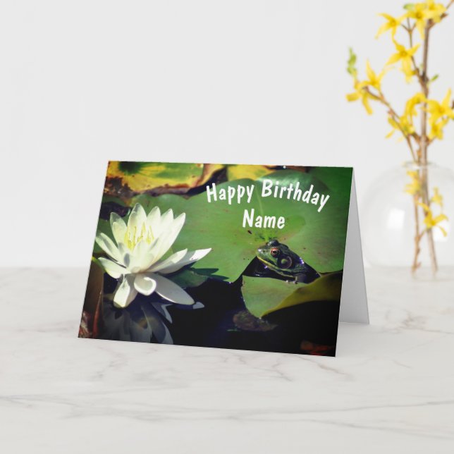 Carte Grenouille Et Fleur Lily D'Eau Personnalisé Annive (Fleur jaune)