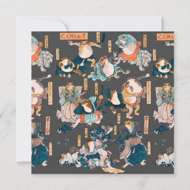 Carte Grenouille japonaise ukiyo-e Froggies (Devant)