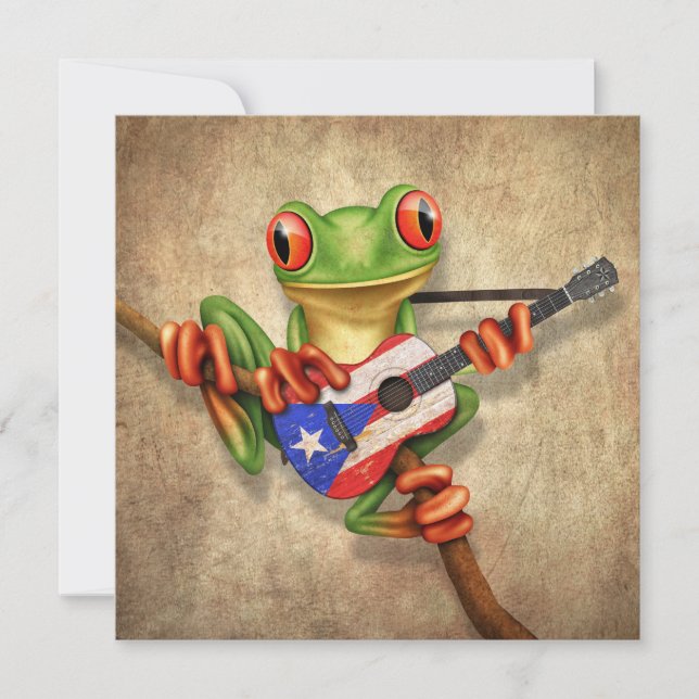Carte Grenouille Jouer Porto Rico Drapeau Guitare (Devant)