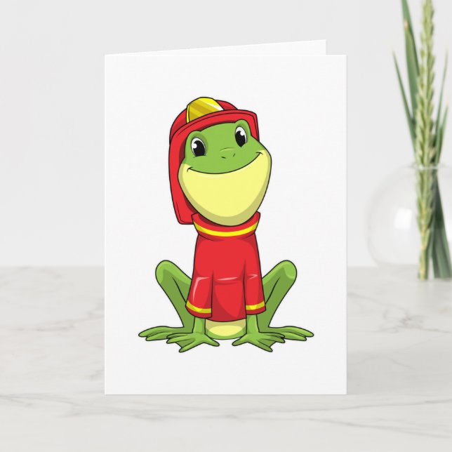 Carte Grenouille pompier avec casque (Devant)