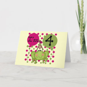 Carte Grenouille rose 4e anniversaire Tshirts et cadeaux