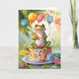 Carte Grenouille souriante sur gâteau à l'extérieur!