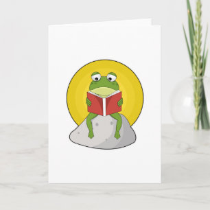 Carte Grenouille sur pierre avec livre