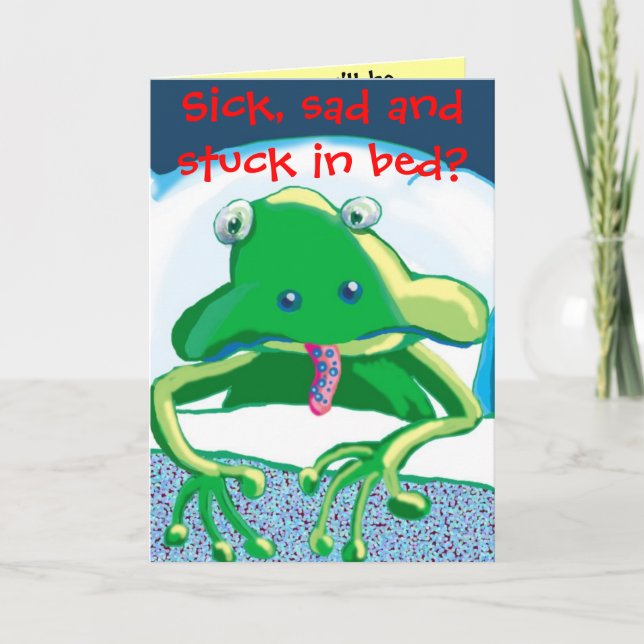 Carte grenouille triste malade, malade, triste et coincé (Devant)