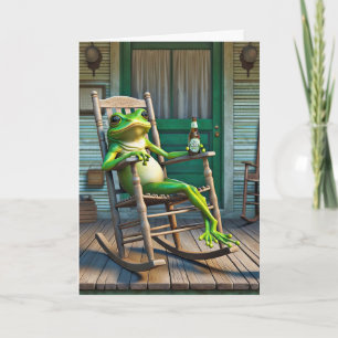 Carte Grenouille verte avec bière d'anniversaire