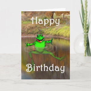 Carte Grenouille verte ondulant et nageant, joyeux