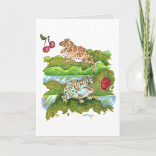 Carte Grenouilles à cornes ornées pourchassant des fruit