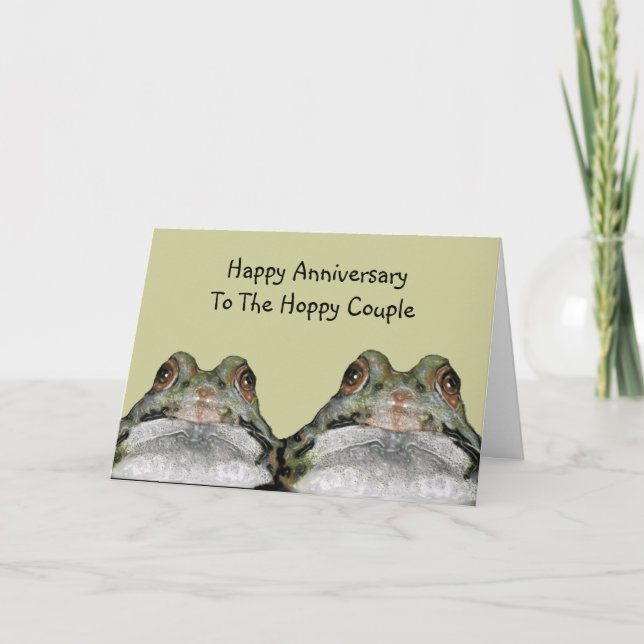 Carte Grenouilles, couple Hoppy : Joyeux anniversaire :  (Devant)