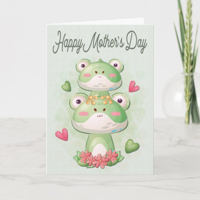 Carte Grenouilles mères et enfants pour la Fête des mère (Devant)