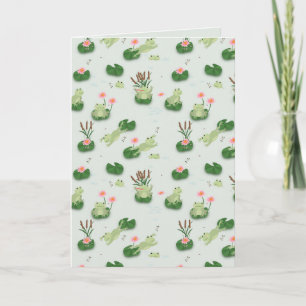 Carte Grenouilles mignonnes dans un étang de nénuphars