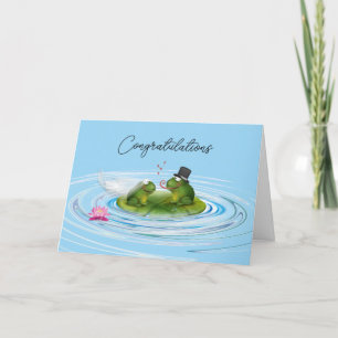 Carte Grenouilles nouvellement mariées sur Lily Pad