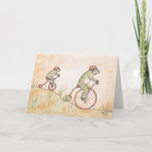 Carte Grenouilles sur la Fête des pères de bicyclettes