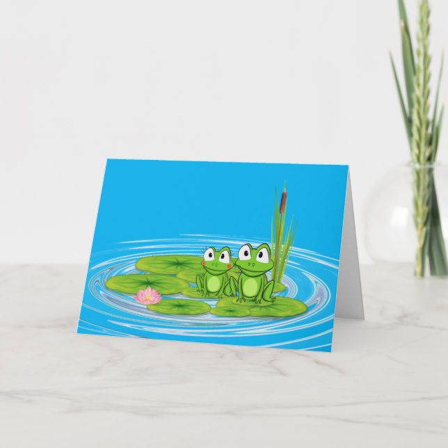 Carte grenouilles sur le tapis de lily avec cattail anni (Devant)