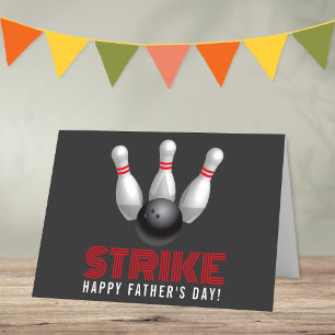 Carte Grève ! Bowling moderne Fête des pères heureuse