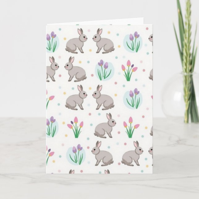 Carte Grey Animal Pattern Spring Card (Devant)