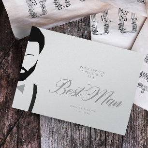 Carte Grey Best Man Silhouette Simple Mariage Propositio