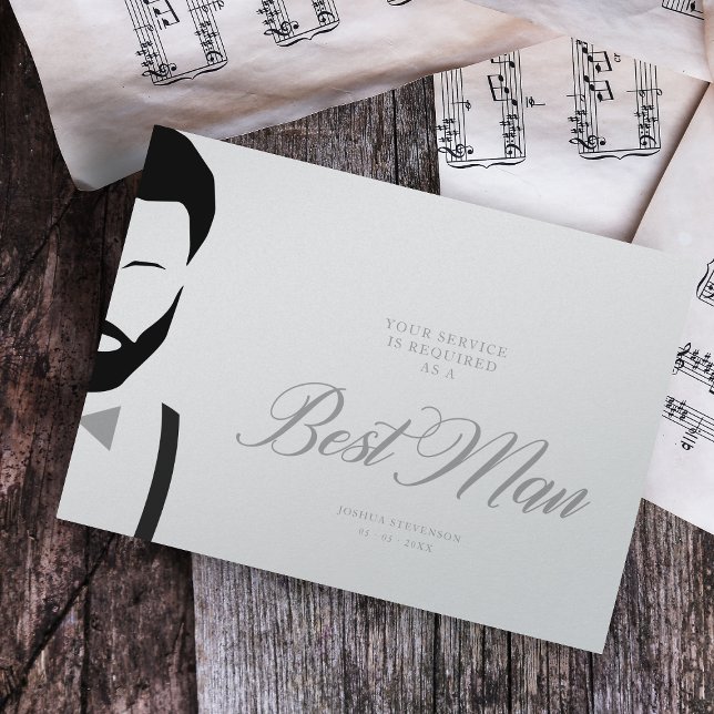 Carte Grey Best Man Silhouette Simple Mariage Propositio (Créateur téléchargé)