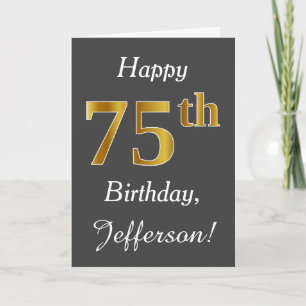 Carte Grey, Faux Gold 75e anniversaire + Nom personnalis