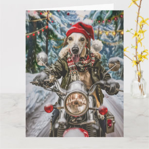 Carte Greyhound Chien équitation Moto Noël