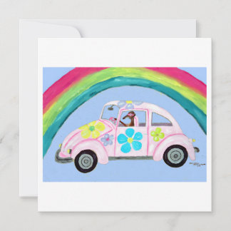 Carte Greyhound in Hippie Car with Rainbow