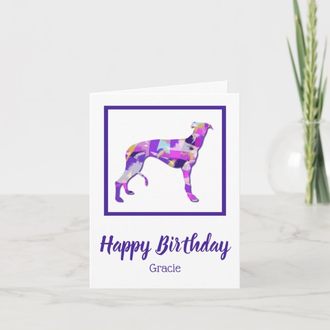 Carte Greyhound / Lurcher Chien Silhouette PPY&B Anniver (Devant)