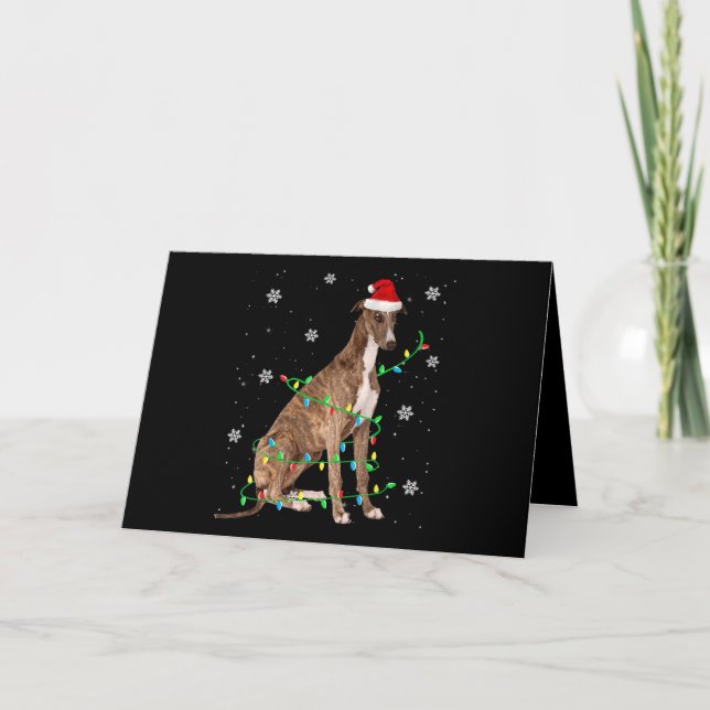 Carte greyhound, petit feu de Noël, père Noël (Devant)