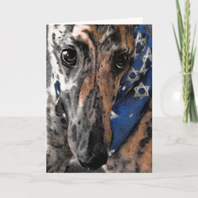 Carte Greyhound pour Chanukah / Hanukkah / Pâque (Devant)