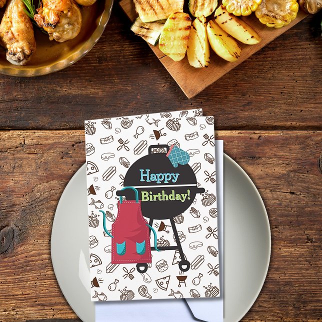 Carte Grill Master Birthday Card avec Fun BBQ Thème (Créateur téléchargé)