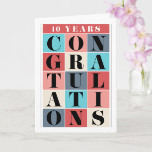 Carte Grille de félicitations pour le 10e anniversaire d