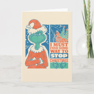 Carte Grinch   Arrêtez Noël Graphique Vintage