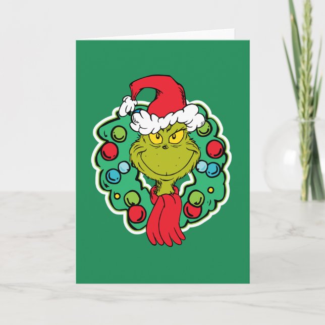 Carte Grinch | Couronne de Noël (Devant)