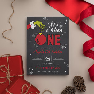 Carte Grinch Elle est méchante Tableau 1er Anniversaire