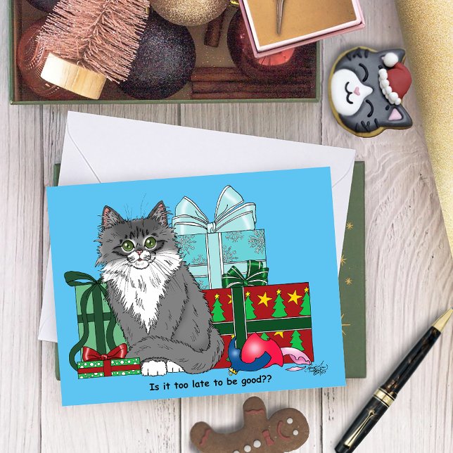 Carte Gris blanc Noël Kitten (Créateur téléchargé)
