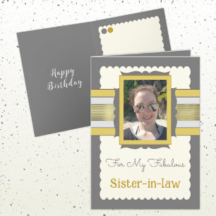 Carte Gris et or ajouter photo soeur en droit anniversai