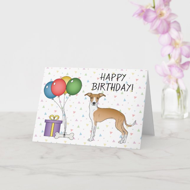 Carte Gris Italien Blanc Et Faun - Joyeux Anniversaire (Orchidée)