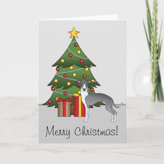 Carte Gris Italien Bleu Et Blanc & Arbre De Noël (Devant)