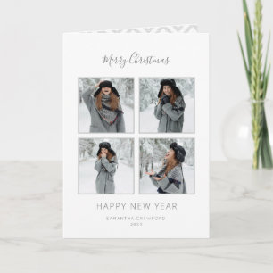 Carte Gris minimaliste Chevron de Noël 4-Photo