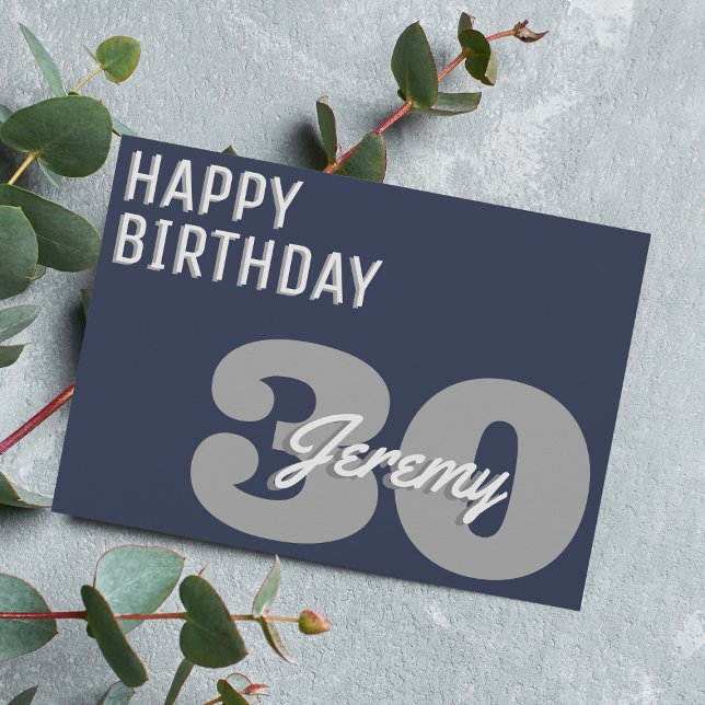 Carte Gris moderne et bleu marine 30e anniversaire (Créateur téléchargé)