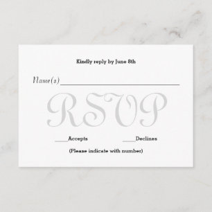 Carte grise de réponse de réception du Typo RSVP