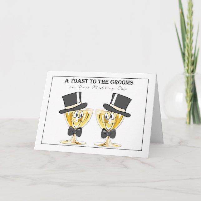Carte Grooms Toast Champagne, Gay Homme Mariage Félicita (Devant)