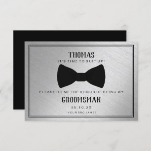 Carte Groomsman - Black Tied III Argent