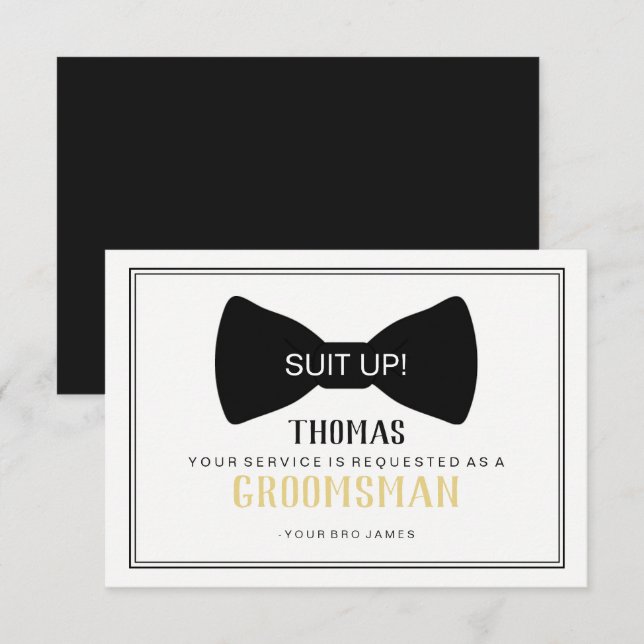 Carte Groomsman - Cravate noire (Devant / Derrière)