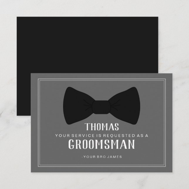 Carte Groomsman - Cravate noire (Devant / Derrière)