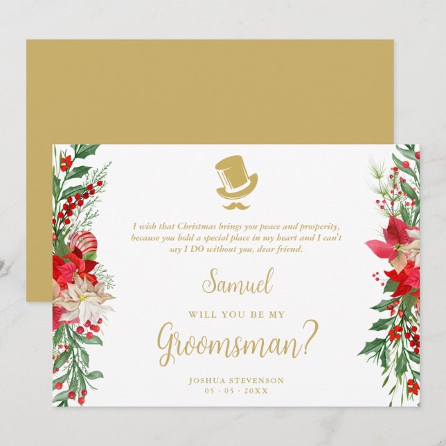 Carte Groomsman Fancy Luxury Christmas Proposal Card (Devant / Derrière)